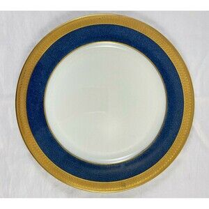 Aynsley Buckingham Dinner Plate Cobalt Blue w/ Gold Embossed Trim 10.25” England